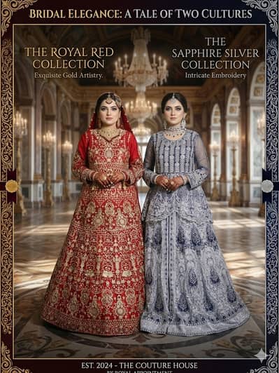 2 Luxury Bridal Dresses for Sale – Royal Red & Sapphire Blue (Like New