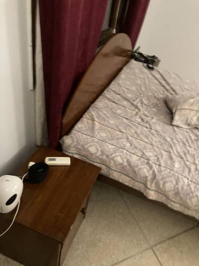 Solid wood bed set with side tables
