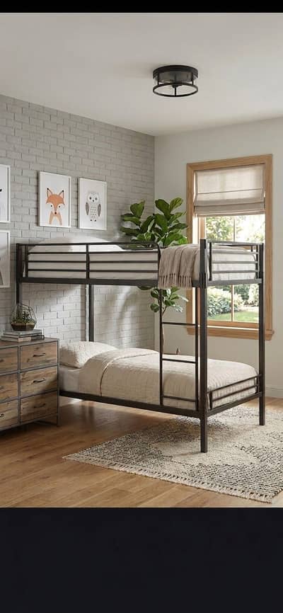 B\Sturdy Black Metal Twin Bunk Bed / Bunker Bed – Excellent Condition