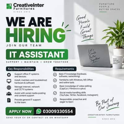 IT Assistant Required