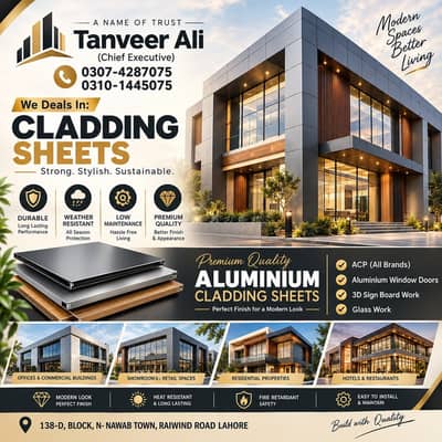 Aluminum Composite Panel (ACP) Cladding Services / Glass work