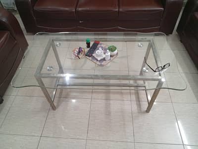 1-2-3 sofa set for sale with 3 glass top tables.