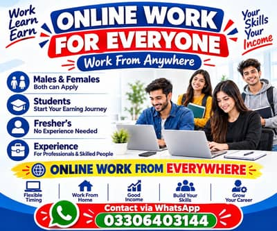 ONLINE WORK AND PART TIME WORK AVAILABLE FOR MALES AND FEMALES