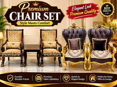 Premium Royal Chair Set | Elegant Luxury Wooden Chairs | Stylish Furn