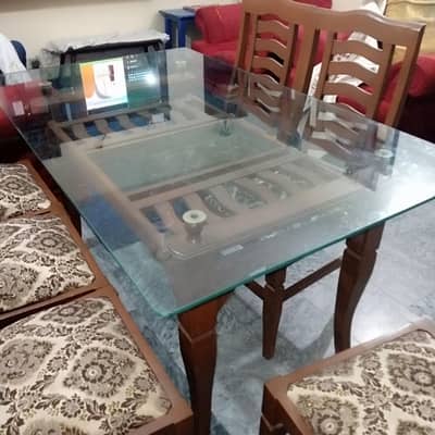 dainning table and six chairs
