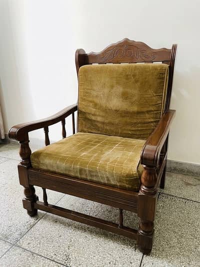 Wooden Sofa Set – 3 Seater + 2 Single Seater Sofas