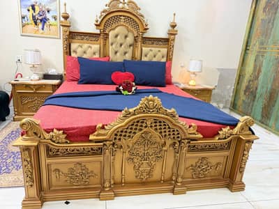 chinioti pure wooden bed