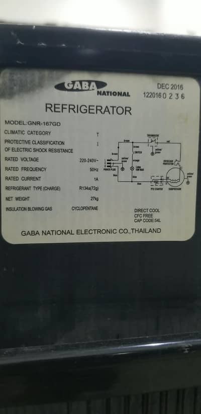 Gaba National GNR-167GD Refrigerator – 54L – Excellent Condition