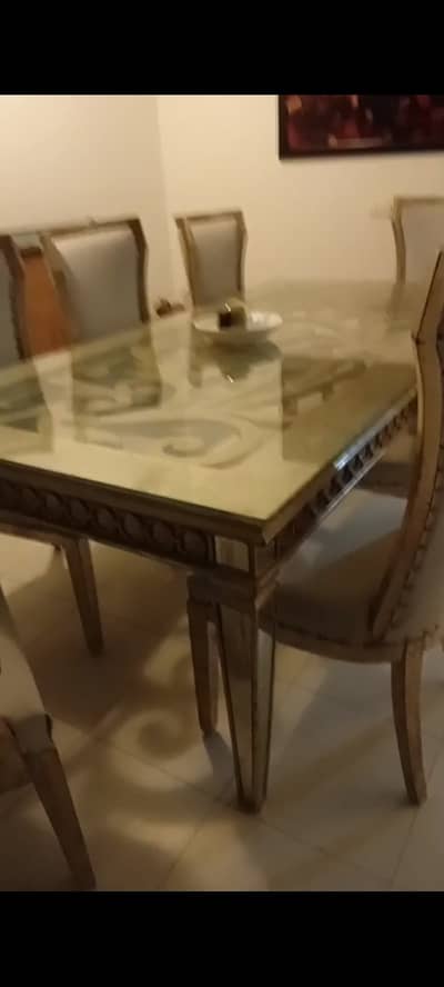 8 chair big dinning  shisham wood with deco polish