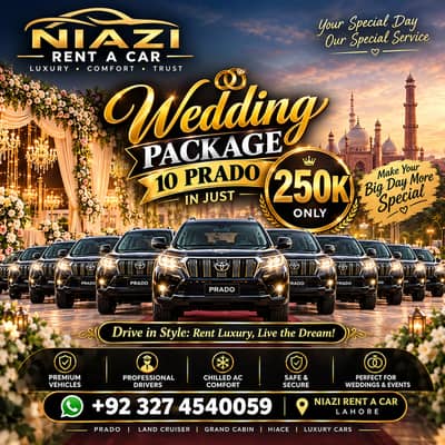 Wedding Package 10 PRADO Car Rental Services NEAR ME , Self rent a car