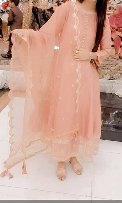 3PC FROCK PINK COLOR SAME AS SHOWN