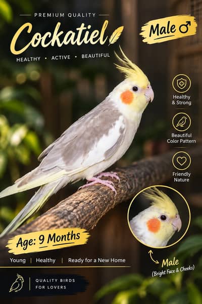 Cocktail male/Budgies pairs available. For details READ DESCRIPTION.