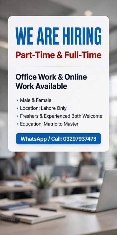 PART TIME WORK AVAILABLE FOR MALES AND FEMALS STAFF