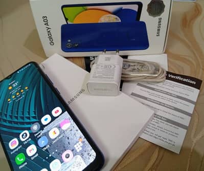 Samsung Galaxy A03,  4/64, 10/10 Clean Condition with Box And Charger