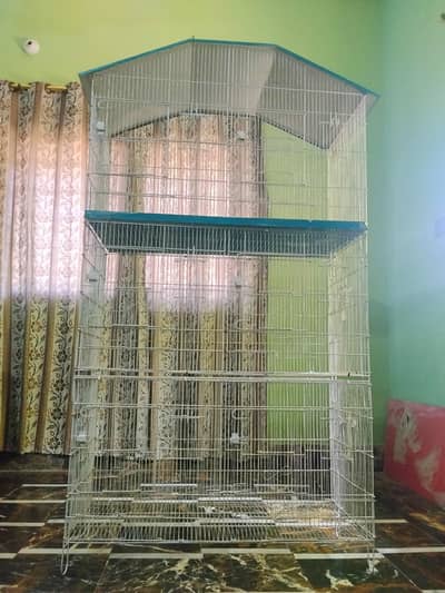 Foldable 6-Partition Multi-Level Bird Cage
