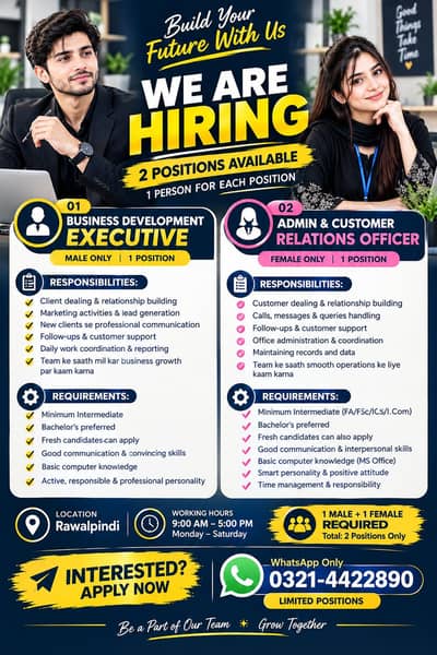 Required 1 Male/Female