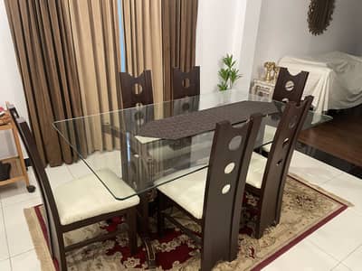 Elegant Wooden Dining Table Set with 6 Chairs