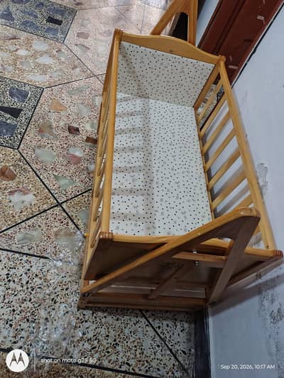 “Wooden Baby Cot Cum Swing – 2 Drawers + Mosquito Net Stand”