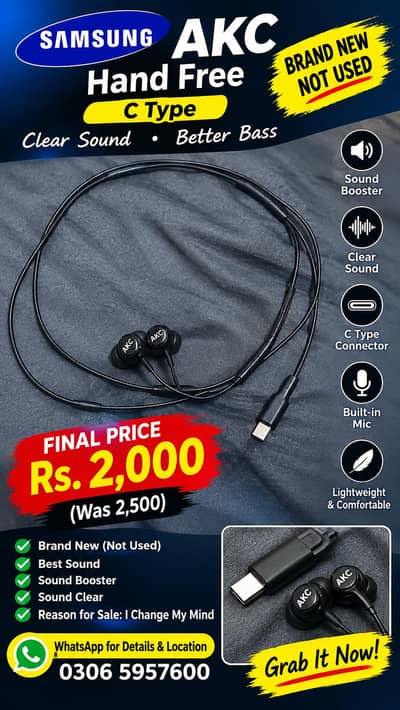 Samsung AKC Type-C Hand Free — Brand New