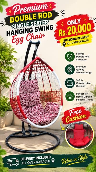 Egg Chair - Single Seater - Premium Double Rod