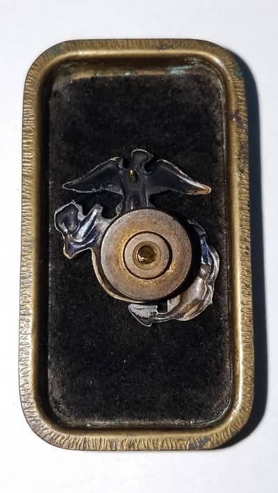 Vintage Brass Eagle Globe Badge 362 Marked Collectible Pin