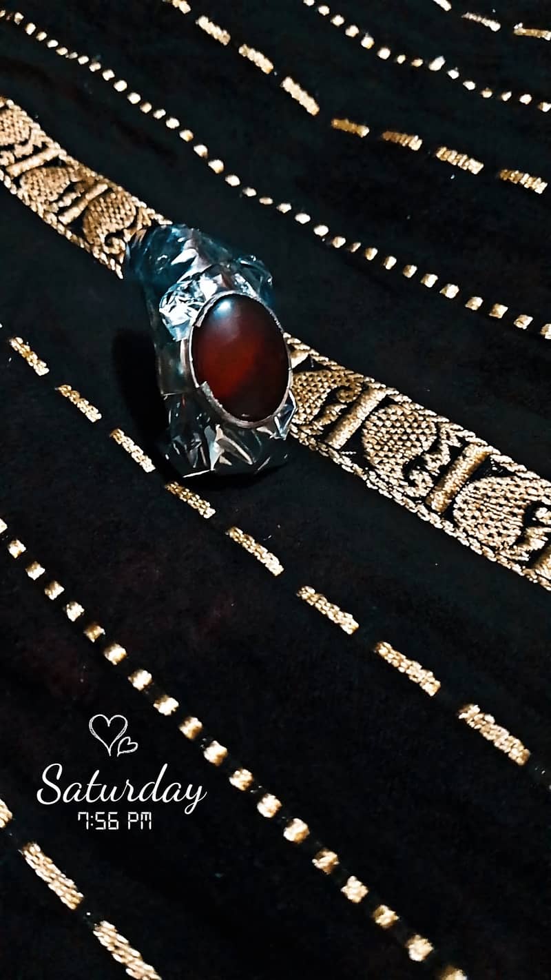 Red Aqeeq Silver Ring 1