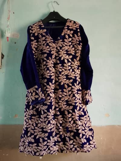 Pre-Loved Royal Blue Velvet Embroidered 3-Piece Outfit