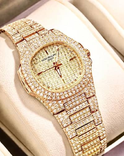 Lauxray gold diamond watch