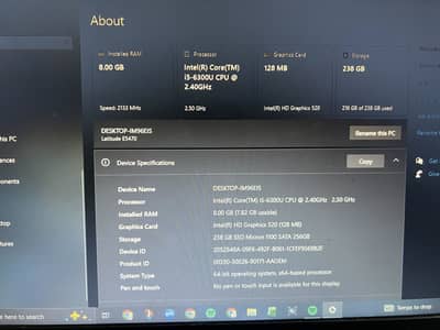 Dell Latitude E5470 | Core i5 | 6th Gen | 8GB RAM | 256 SSD