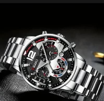 Luxury silver chronograph watch