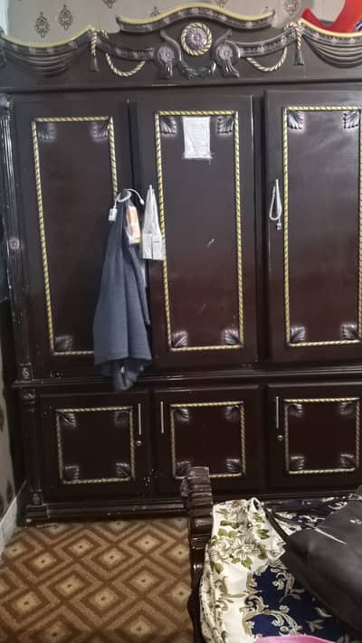 Used 3-Door Wooden Wardrobe / Almari (Chinioti Style)