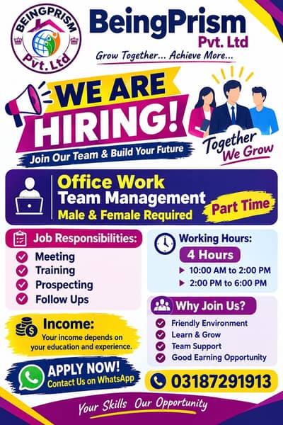office work male and female required