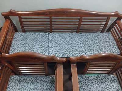 Beautiful Wooden Sofa Set | 3 Seater + 2 Chairs | Rs. 30,000