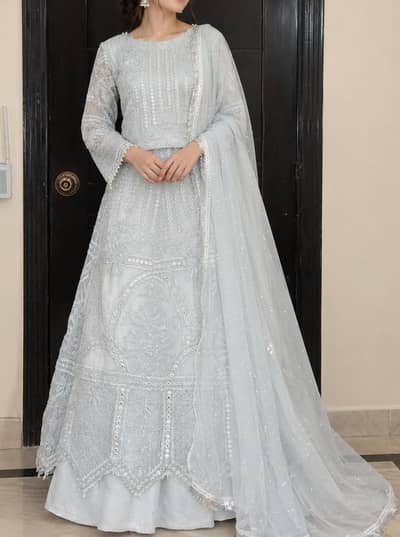 Threads & Motifs Ice Blue Luxury Formal Dress – Worn Once