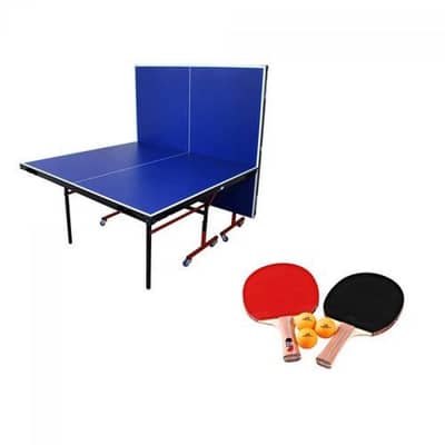Table tennis with rackets and balls