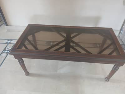 Wooden Table with glass