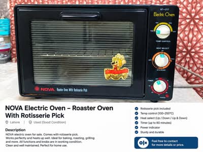 NOVA Electric Oven NT-217 – Roaster Oven With Rotisserie