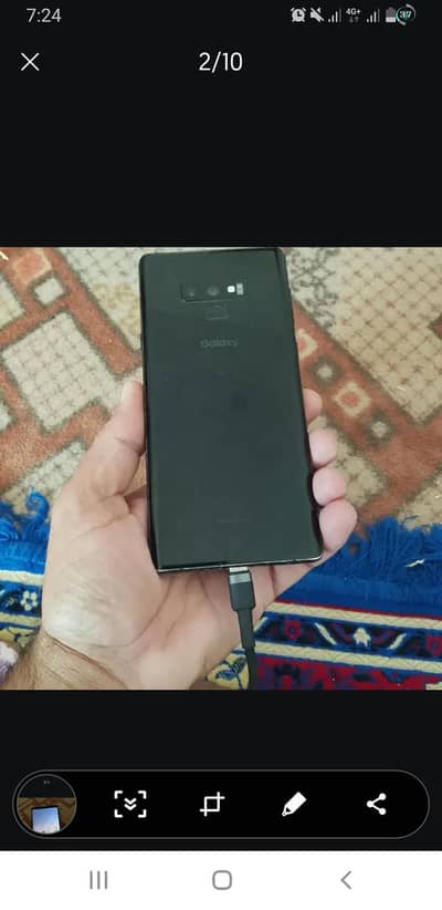 Samsung Mobile Note 9 dual sim 6/128 glass crack all sim approved