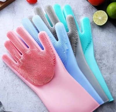 Silicon Dish Washing Gloves Multicolor Reusable