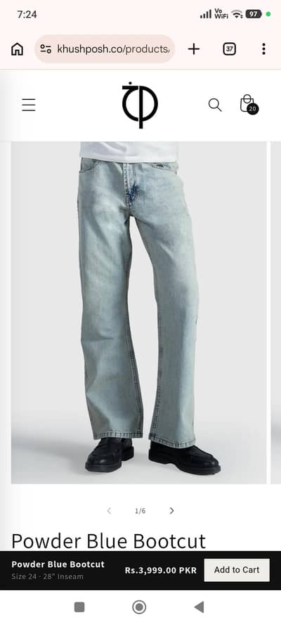 Khushposh Powder Blue Bootcut Jeans