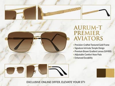 Premium Gold Aviator Sunglasses – Day & Night Style.