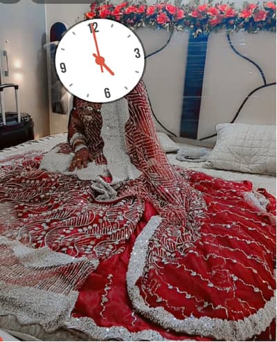Bridal Lehenga / Wedding Dress – Elegant Red & Silver