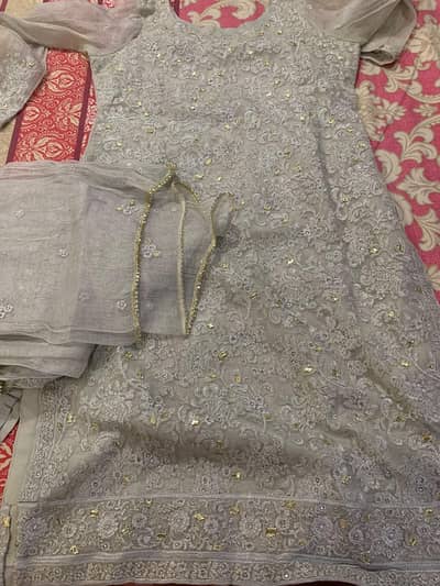 Khaadí net 3pc embroidered dress