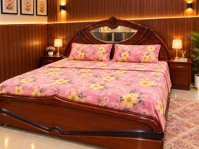 Double Bed with Joint Side Tables and Joint Storage Case