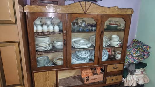 wooden bed and showcase