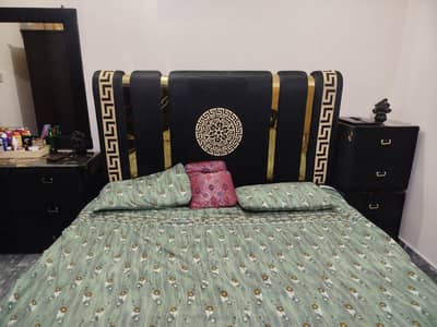 Velvet bed sidetable and dressing
