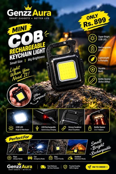COB Mini Rechargeable Keychain Bright,Compact&Multi purpose