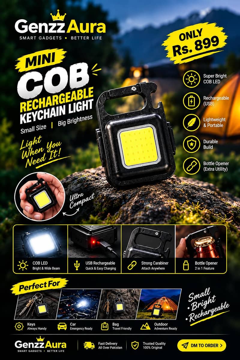 COB Mini Rechargeable Keychain Bright,Compact&Multi purpose 0