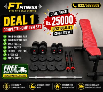Weight Dumbell Rod Plates Home gymsetup deal (Contact:03375678509)