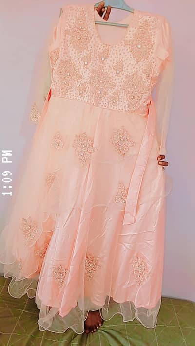 peach Neat Fancy party Frock -10/10 Condition Worn Once